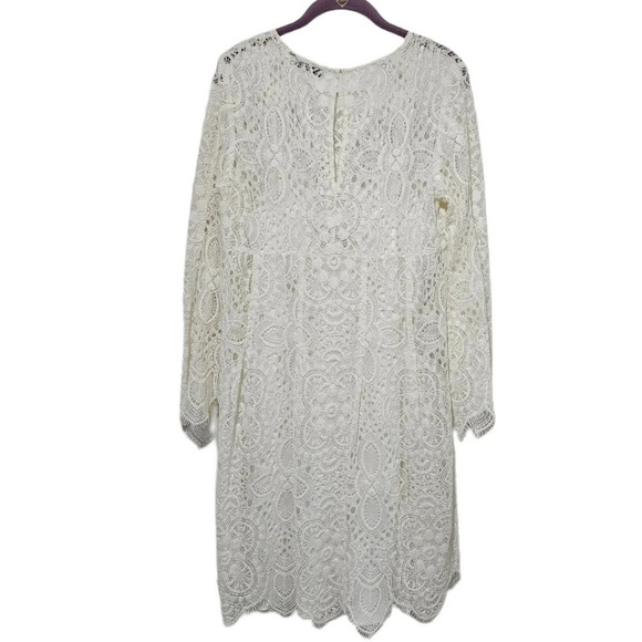 Trina Turk Darling Lace Overlay Cream Bell Sleeve Dress - Picture 7 of 10